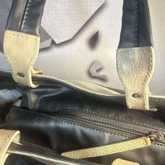 Used] CHANEL Paris Biarritz PM handbag tote bag canvas leather gray ivory/grey - Picture 9 of 16